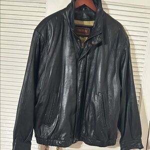 Med Couture Black Leather Bomber Jacket
